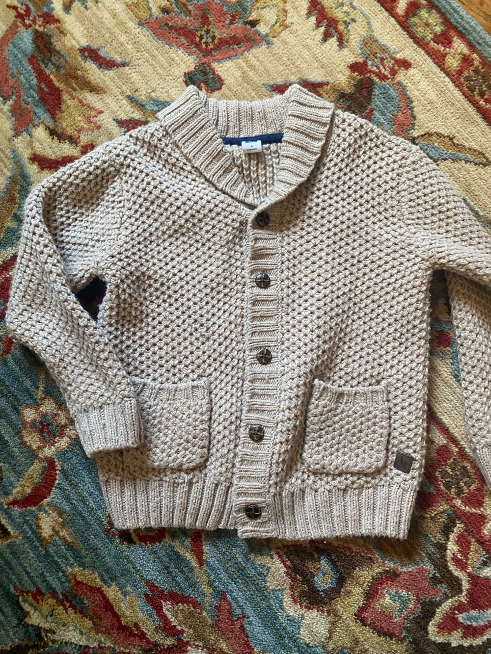 Janie and Jack Kids Shawl Collar Knit Cardigan Jacket - Cream size 4